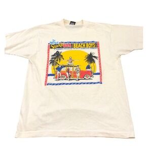 Screen Stars 1991 Beach Boys T Shirt Mens L‎ White Vintage Wise Snacks USA Tour